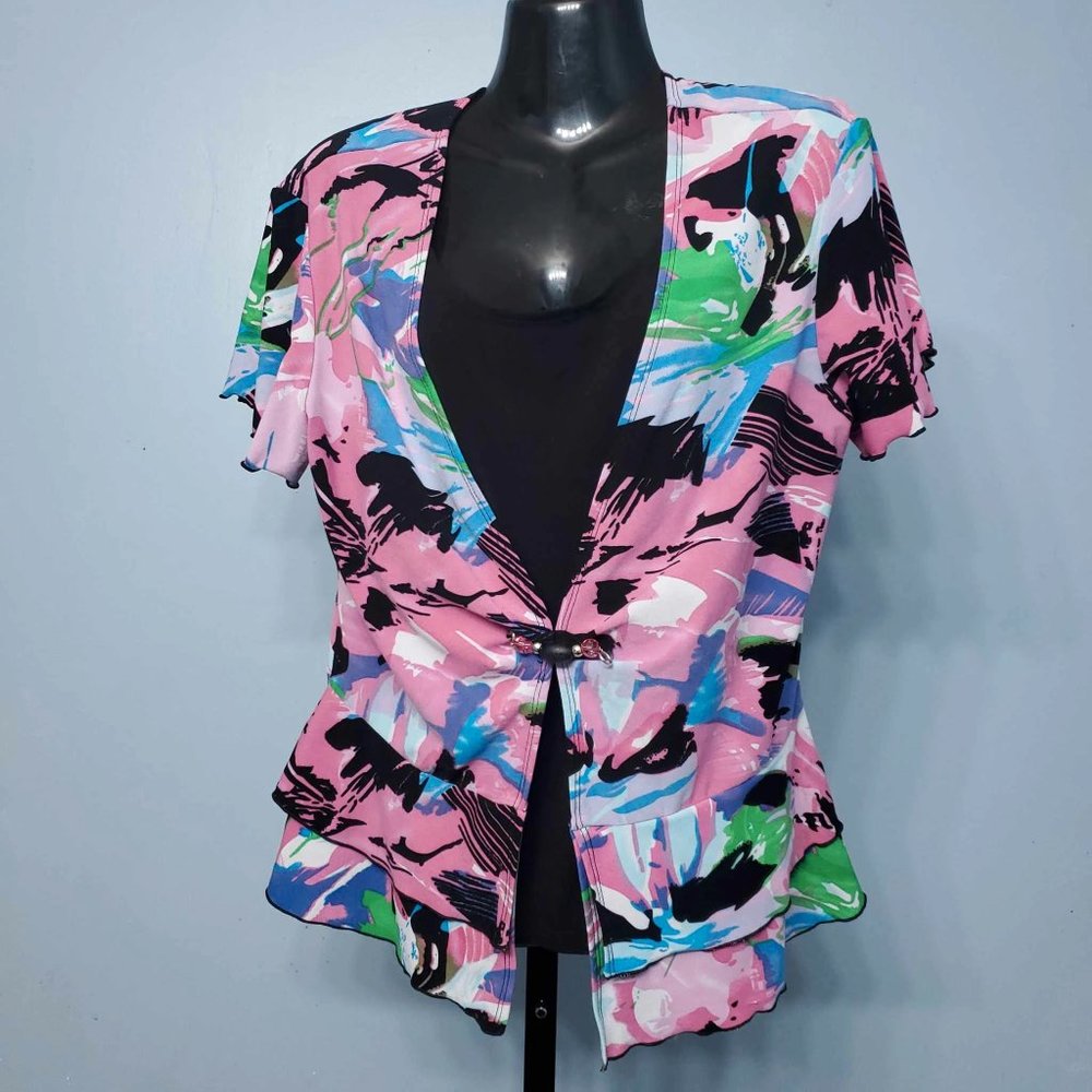 Kim Rogers Petite Floral Print Short Sleeve Top |Size: PL